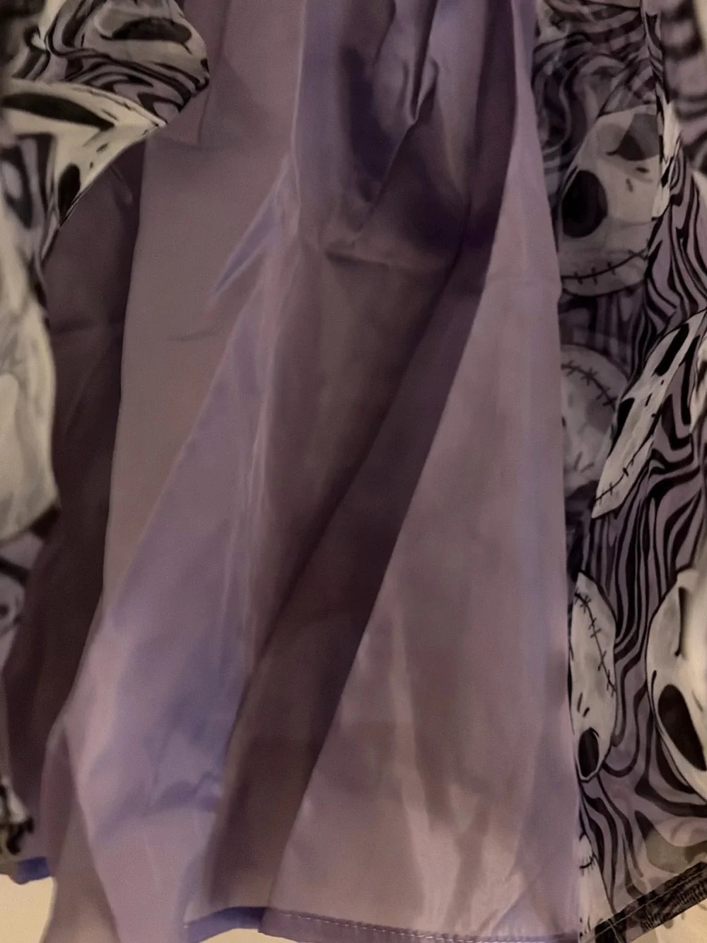 Purple Jack Skellington Print Puff Sleeve Dress in xxs,xs,sm,med,lg exl.